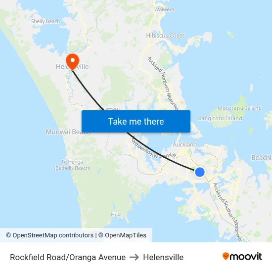 Rockfield Road/Oranga Avenue to Helensville map