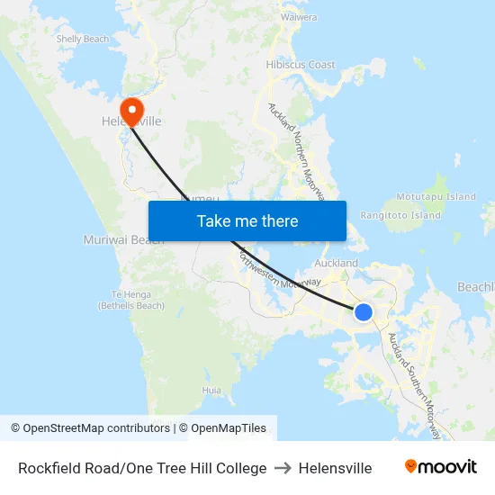 Rockfield Road/One Tree Hill College to Helensville map