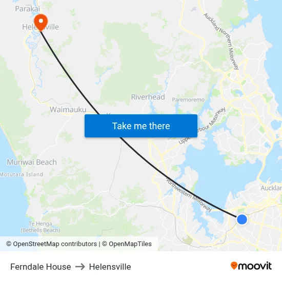 Ferndale House to Helensville map