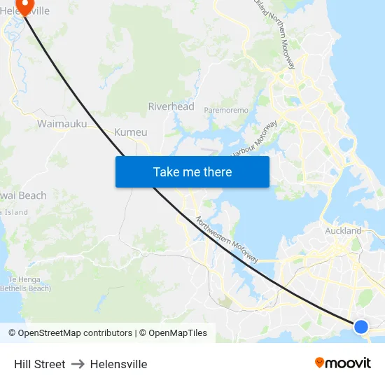 Hill Street to Helensville map