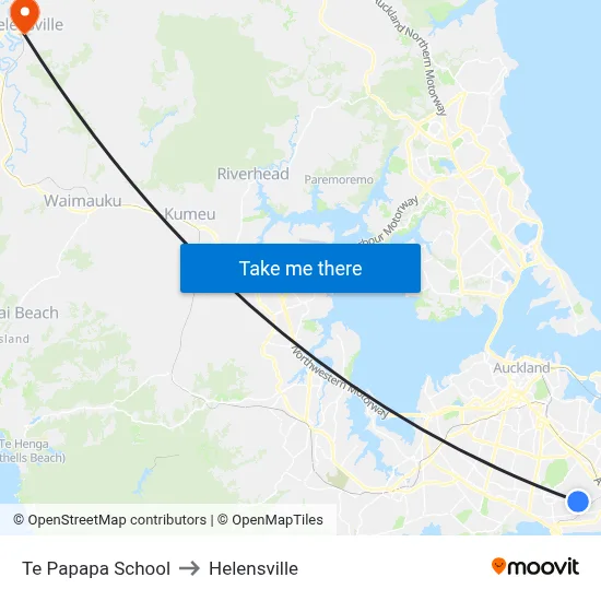 Te Papapa School to Helensville map