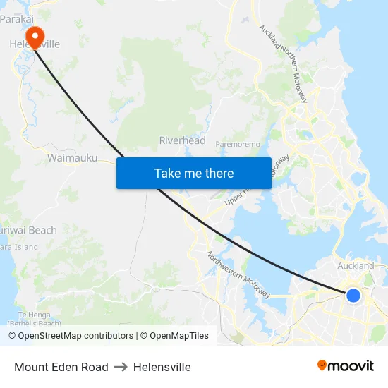 Mount Eden Road to Helensville map