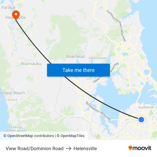 View Road/Dominion Road to Helensville map