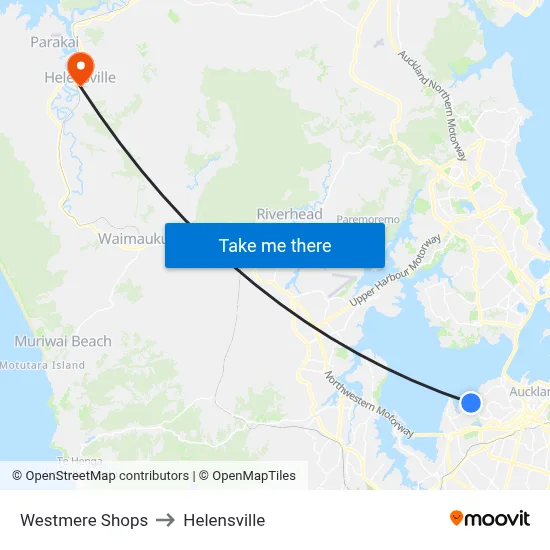 Westmere Shops to Helensville map