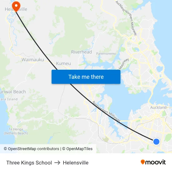 Three Kings School to Helensville map