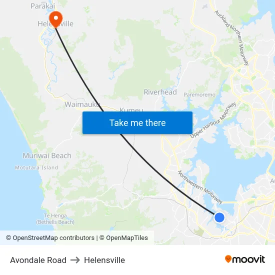 Avondale Road to Helensville map