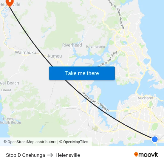 Stop D Onehunga to Helensville map
