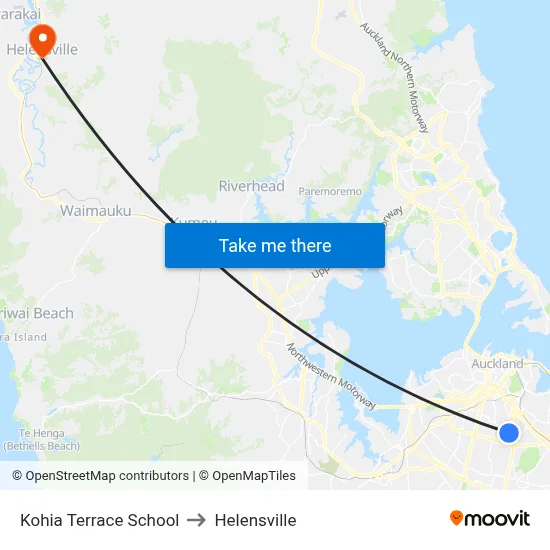 Kohia Terrace School to Helensville map