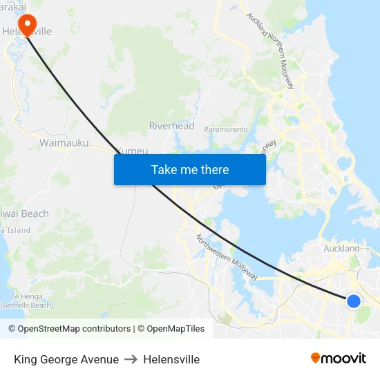 King George Avenue to Helensville map