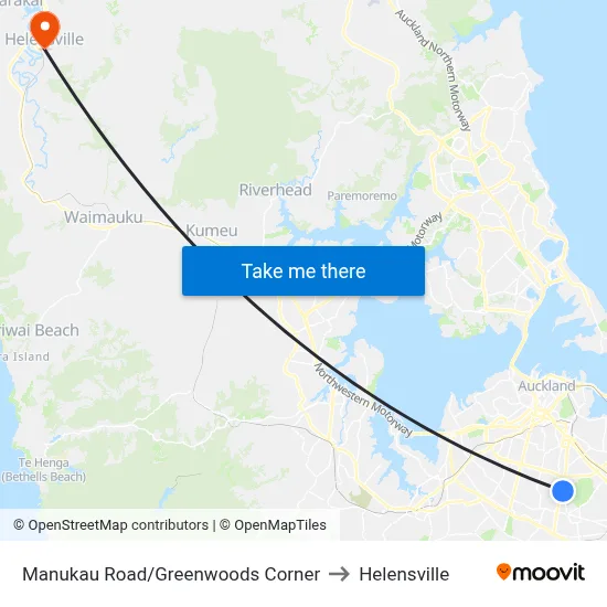 Manukau Road/Greenwoods Corner to Helensville map