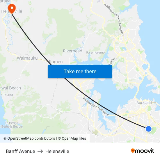 Banff Avenue to Helensville map