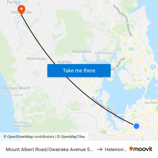 Mount Albert Road/Owairaka Avenue Shops to Helensville map