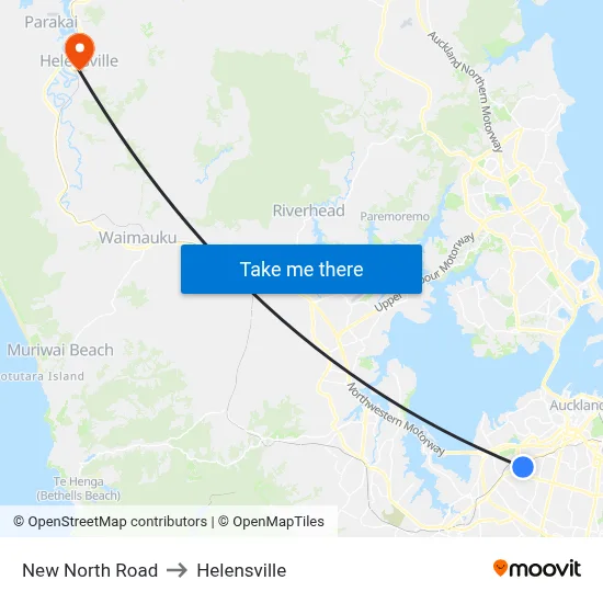 New North Road to Helensville map