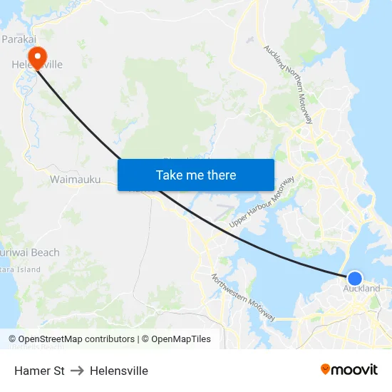 Hamer St to Helensville map