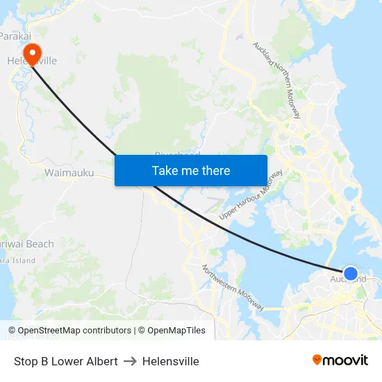 Stop B Lower Albert to Helensville map