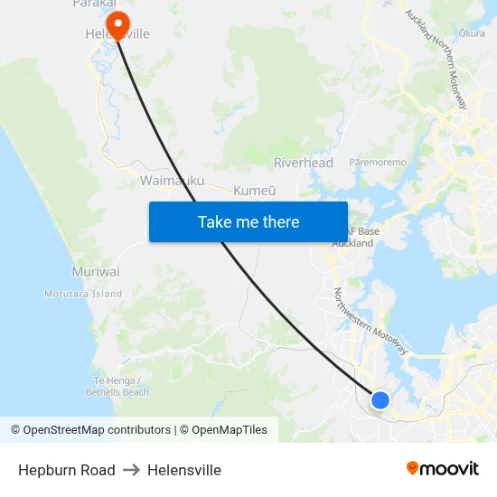Hepburn Road to Helensville map
