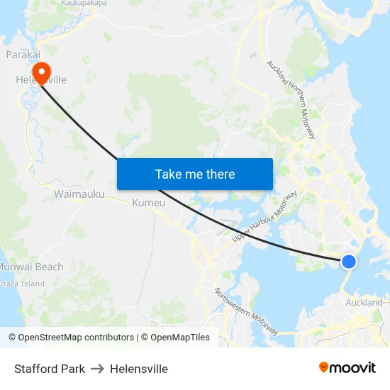 Stafford Park to Helensville map