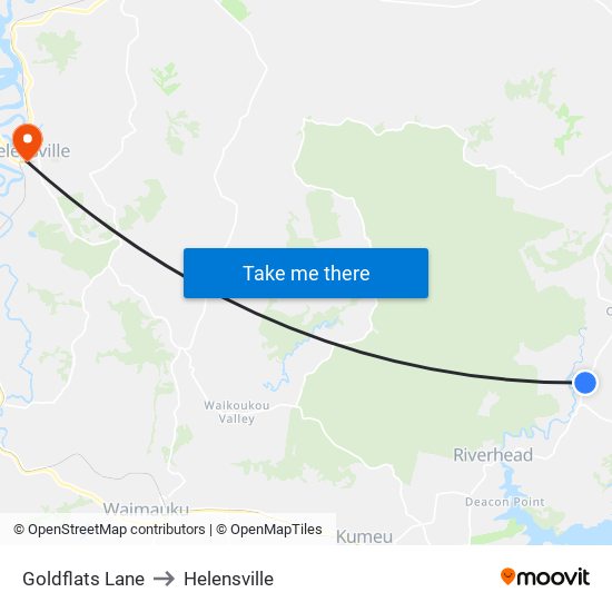 Goldflats Lane to Helensville map