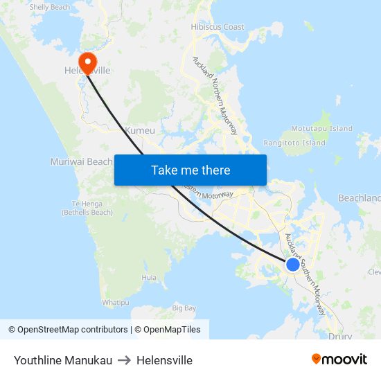 Youthline Manukau to Helensville map