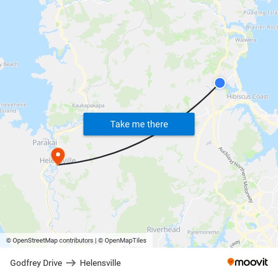 Godfrey Drive to Helensville map