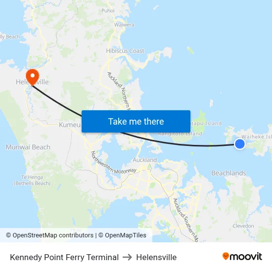 Kennedy Point Ferry Terminal to Helensville map