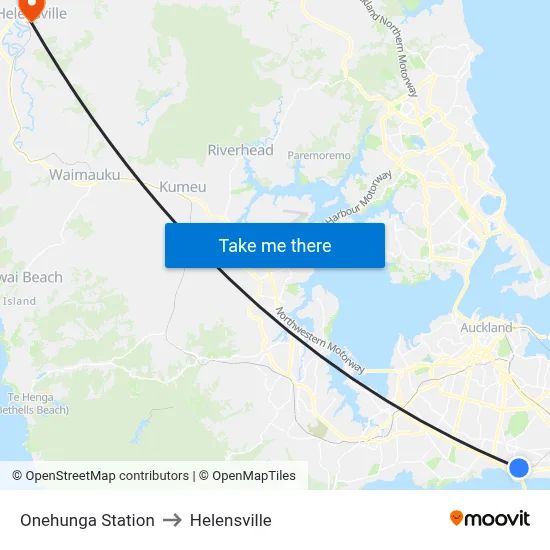 Onehunga Station to Helensville map