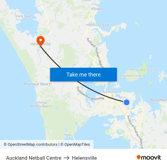 Auckland Netball Centre to Helensville map