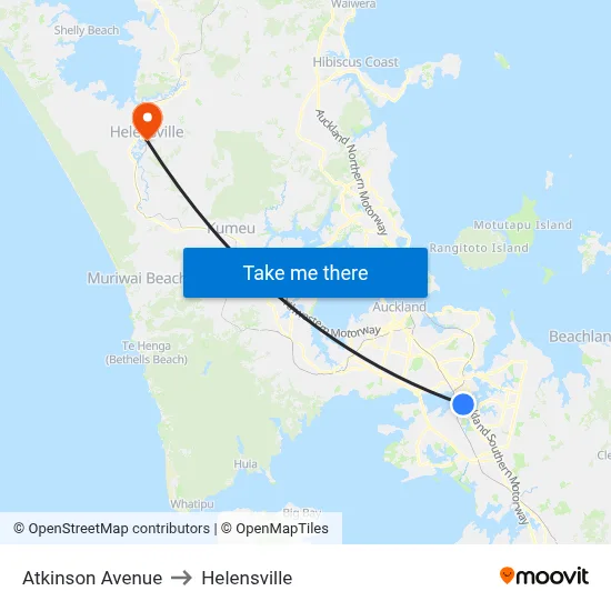Atkinson Avenue to Helensville map