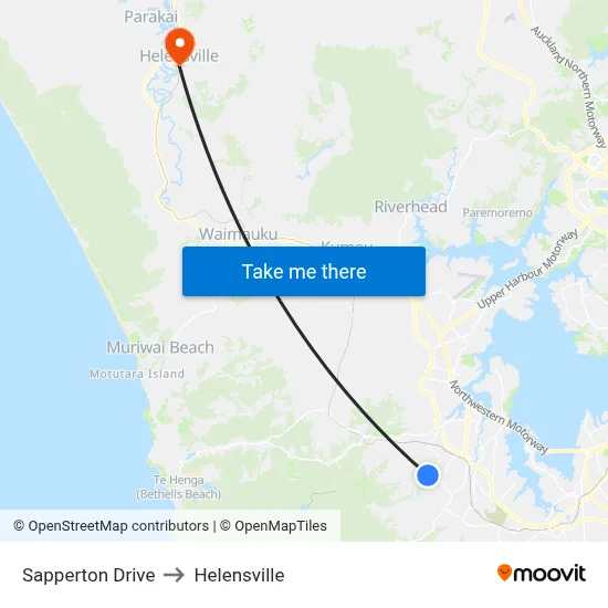 Sapperton Drive to Helensville map