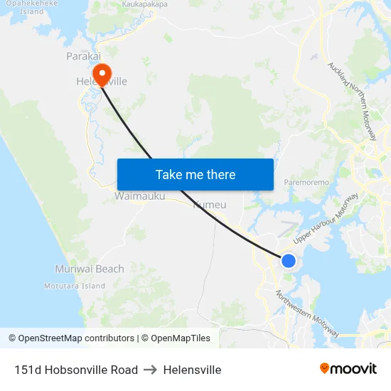 151d Hobsonville Road to Helensville map