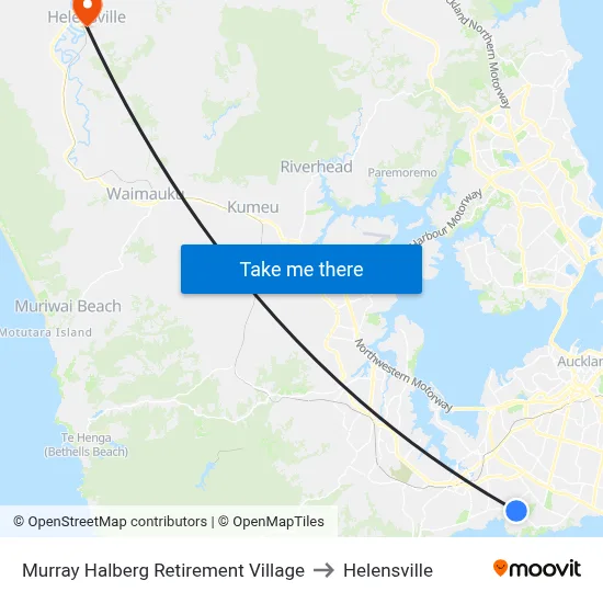 Murray Halberg Retirement Village to Helensville map