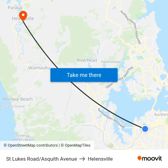 St Lukes Road/Asquith Avenue to Helensville map