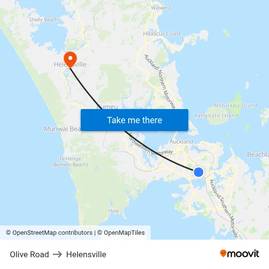 Olive Road to Helensville map