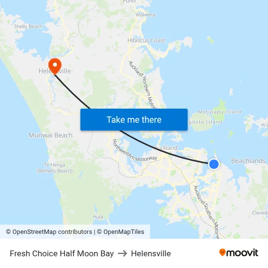 Fresh Choice Half Moon Bay to Helensville map