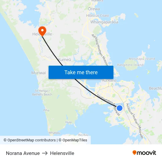 Norana Avenue to Helensville map