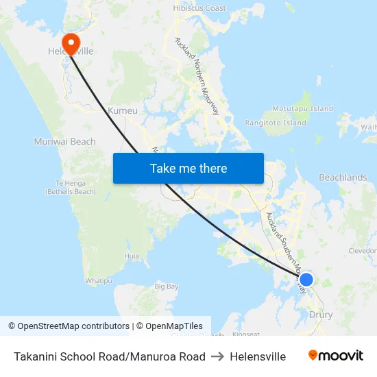 Takanini School Road/Manuroa Road to Helensville map