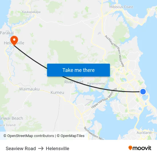 Seaview Road to Helensville map