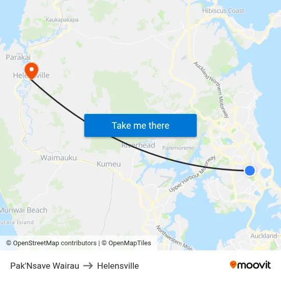 Pak'Nsave Wairau to Helensville map