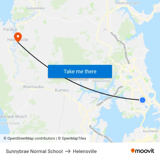 Sunnybrae Normal School to Helensville map