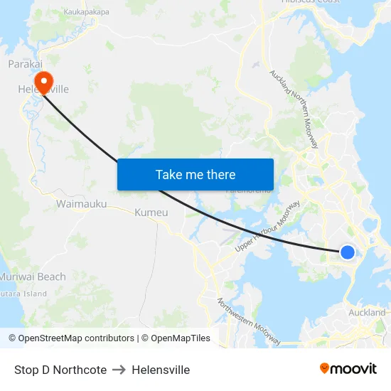 Stop D Northcote to Helensville map