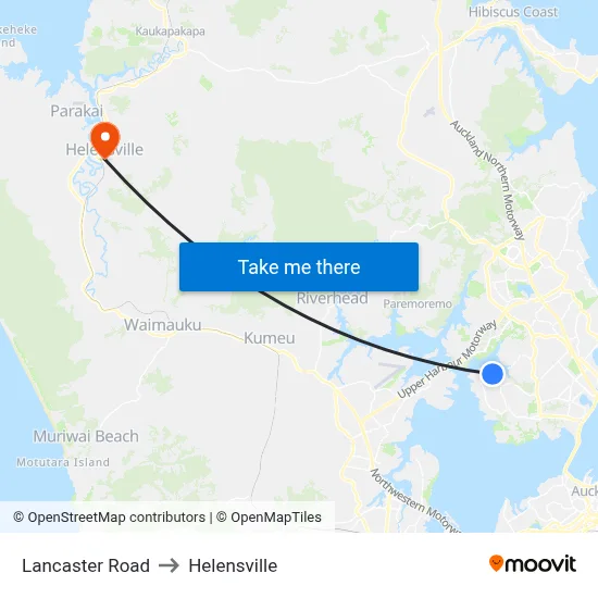 Lancaster Road to Helensville map