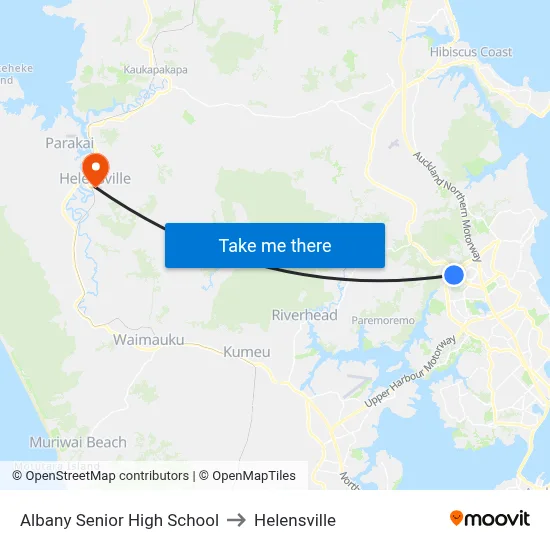 Albany Senior High School to Helensville map