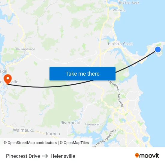 Pinecrest Drive to Helensville map