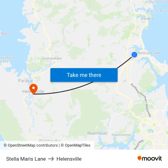 Stella Maris Lane to Helensville map