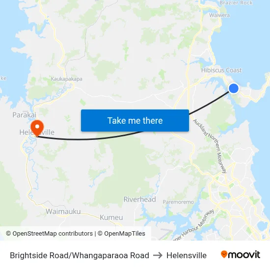 Brightside Road/Whangaparaoa Road to Helensville map