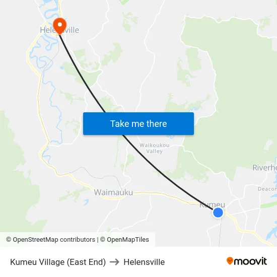 Kumeu Village (East End) to Helensville map