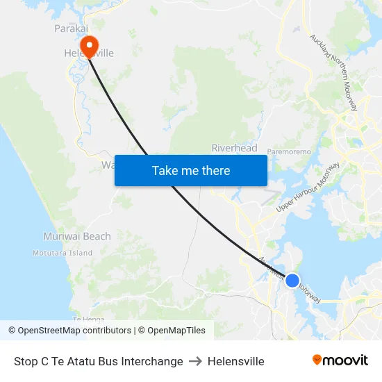 Stop C Te Atatu Bus Interchange to Helensville map