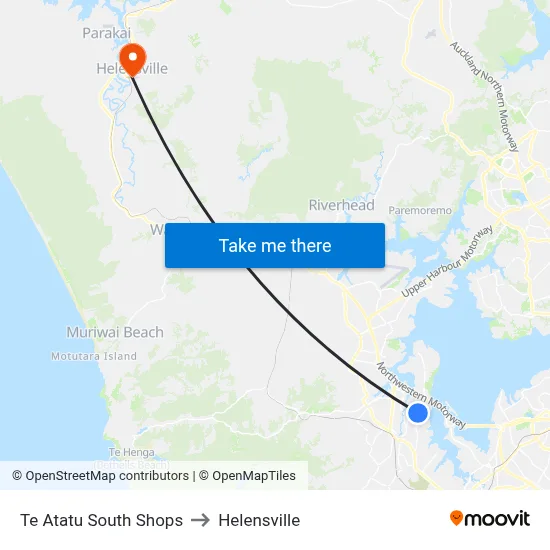 Te Atatu South Shops to Helensville map