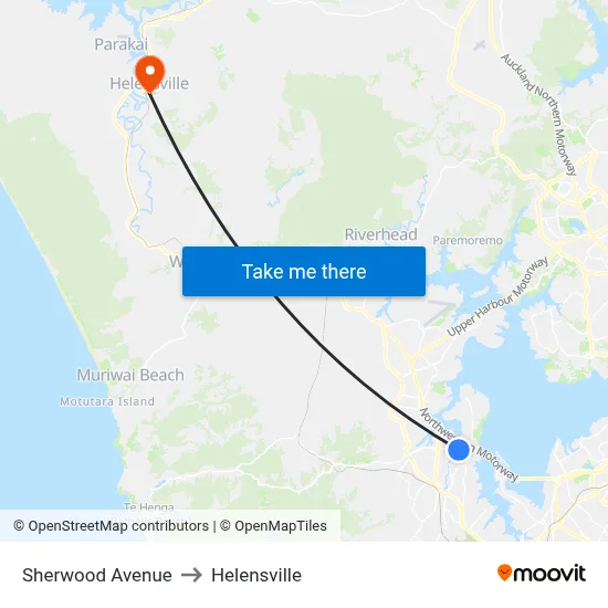 Sherwood Avenue to Helensville map