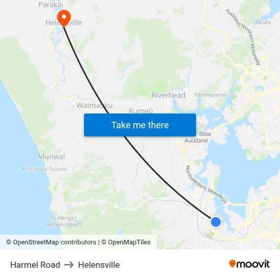 Harmel Road to Helensville map